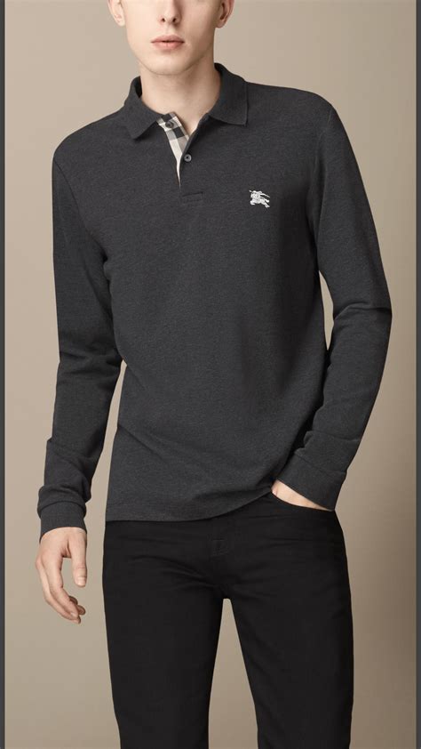 mens burberry long sleeve polo shirt|burberry men's polo outlet.